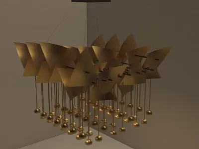 Golden ceiling lamp Free 3D model