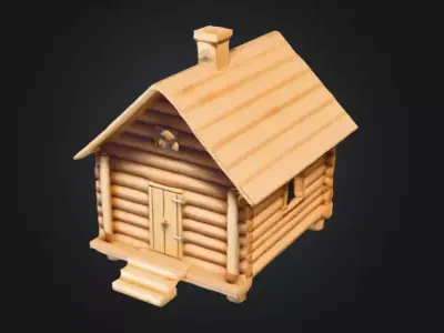 Cozy Log Cabin Low-poly 3D model