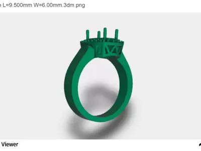 Men Ring with an Emerald Cut Center Stone 3D print model
