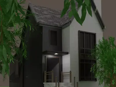 Two storey house with window Free 3D model
