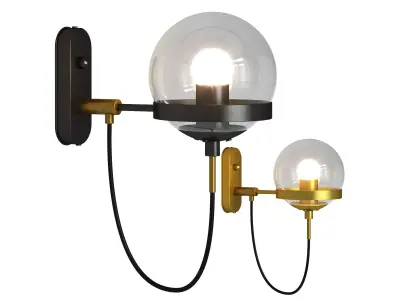 Retro wall lamp with two lights 3D model
