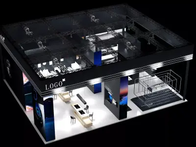 Modern Black Tech Exhibition Booth Design 3D model