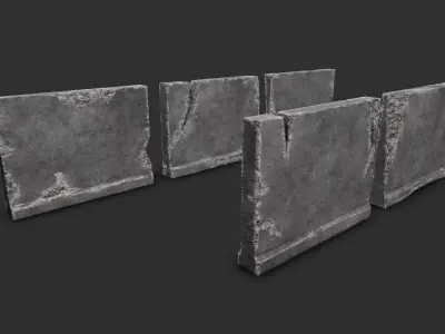 Damaged Concrete Walls Low-poly 3D model