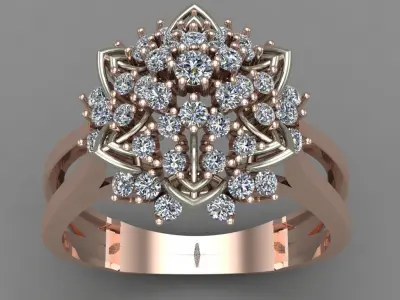 Rose Gold Women Diamond Ring 3D print model 3D print model