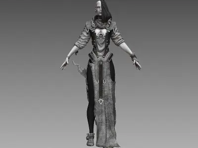 Fantasy Female Character A-pose 3D model