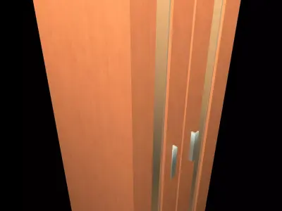 Wooden  Bedroom  Wardrobe Dresser With Glass Panels              Free low-poly 3D model