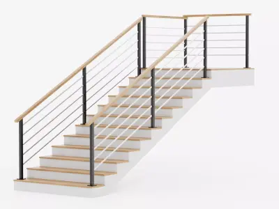 Square Staircase V1 - Modular Modern Interior Stairs Low-poly 3D model