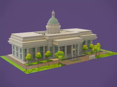 Town Hall Low-poly 3D model