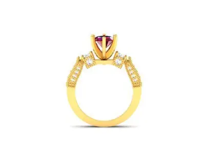Solitaire Wedding Engagement Ring 3D print model 9