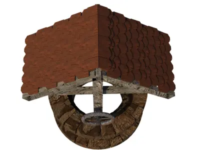 3D low poly old well Low-poly 3D model