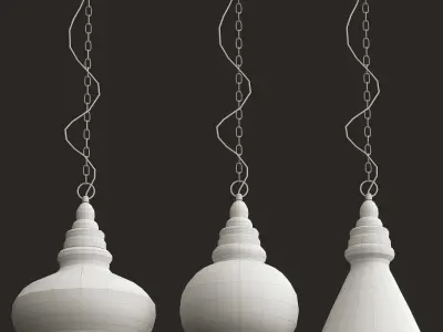 Light set glass and wood pendant lamp Low-poly 3D model