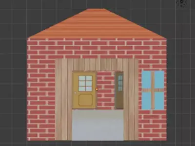 house brick with door Free 3D model
