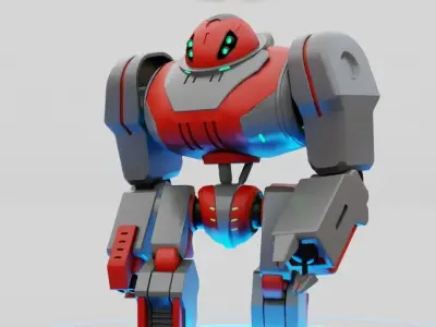 Gun robot rigged - animated character 3D model