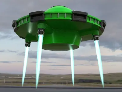 Animated UFO Low-poly 3D model