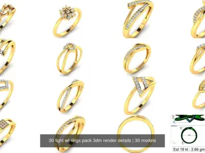 30 light wt rings pack 3dm render details