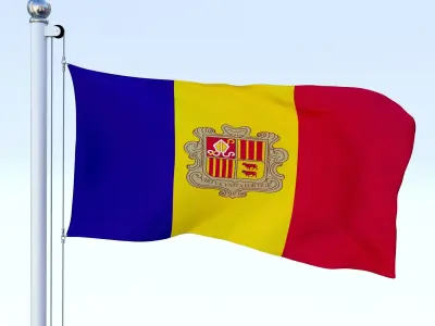 Animated Andorra Flag Low-poly 3D model
