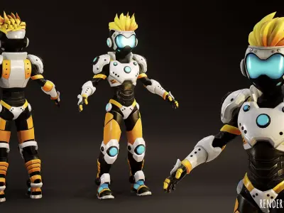 Stylized Sci-Fi Boy Game Ready Character Low-poly 3D model