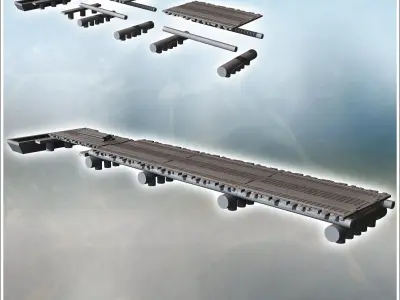 Improvised wooden log bridge with float and railway tracks 17 -  3D print model