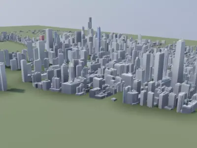 Chicago city lowpoly blocks kit 3D model