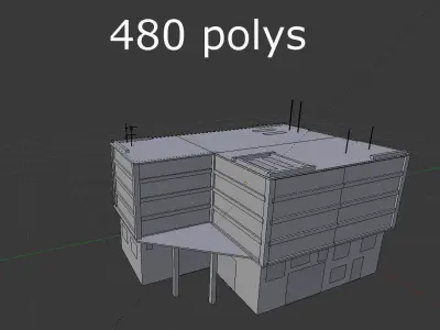 Office Building Low-poly 3D model 12