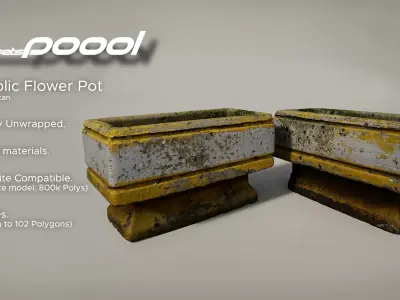 Public Flower Pot  Low-poly 3D model