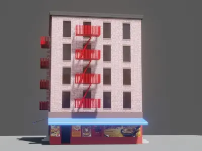 Low poly Apartment Building Low-poly 3D model buy