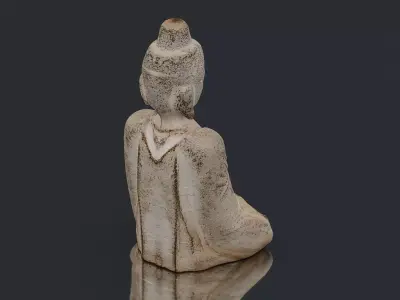 Ancient Chinese-style Buddha statue Low-poly 3D model