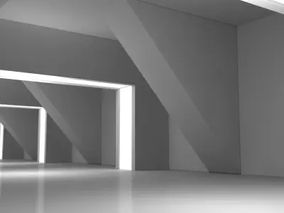 Empty White Corridor Low-poly 3D model