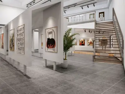 Interior Art Gallery Low-poly 3D model