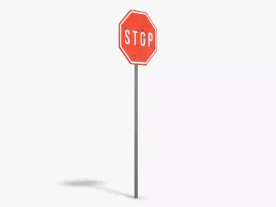 Stop Sign Low-poly 3D model 4