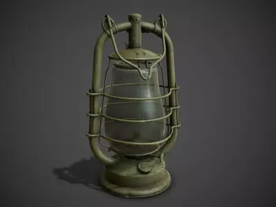 Vintage kerosene lantern Low-poly 3D model