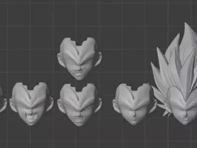 Custom Beast Deities Vegeta Ultra Ego Head Sculpt 3D print model