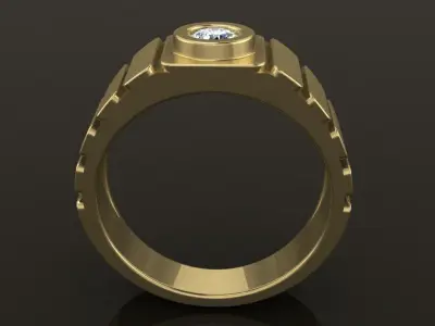 Signet Diamond Bezel Ring Band Tappered Box Step Mix Size 3D print model