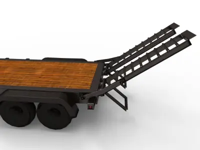 12000 GVWR Standard Wood Floor Equipment Trailer Low-poly 3D model