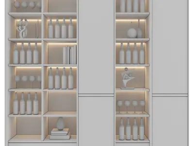 Shelf 3d Model cabinet with shelves and lights 3D model