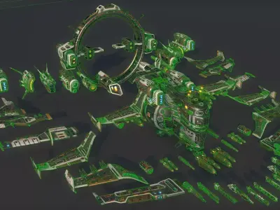 Space Ship 02 Modular Pack Low-poly 3D model