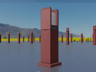 Street Light 8 Bollard 500mm Dark Red Version 1 Low-poly 3D model