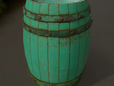 Wood  Barrel Low-poly 3D model