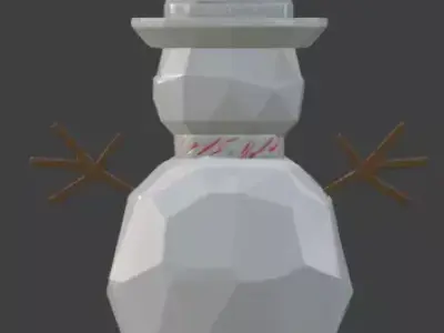 Low Poly Stylized Snowman 3D Model Low-poly 3D model