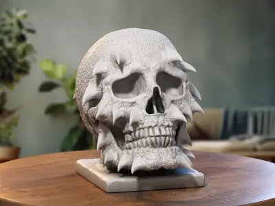Skull dragon Headphone Stand Cyborg skull dragon Headset Stand 3D print model purchase