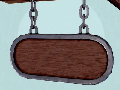 Medieval Wooden Signboard Free low-poly 3D model