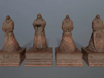 statue set of person 3D Model Pack