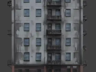 Urban Residential Building 3D Model Low-poly 3D model