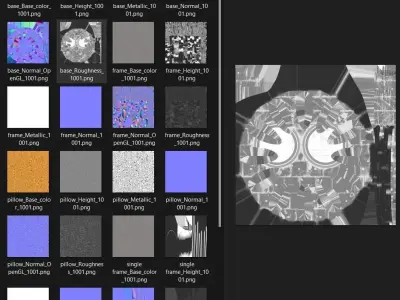 Sci-fi circular padding pillows surface panel Low-poly 3D model