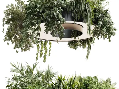 circle pot light pendant - plant light hanging 023 3D model