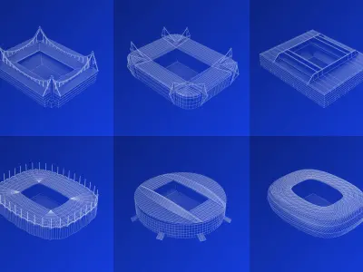 Stylized 3D Stadiums Illustrations Collection for Euro 2024  Low-poly 3D model