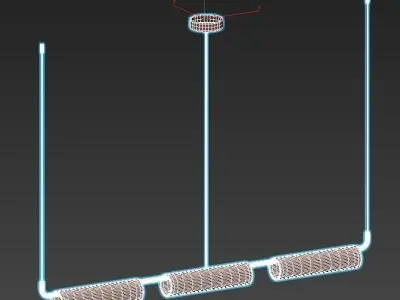 lucina-long modern light fixture with brass and clear glass 3D model