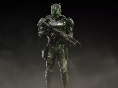 Sci Fi Tactical Police Trooper Low-poly 3D model