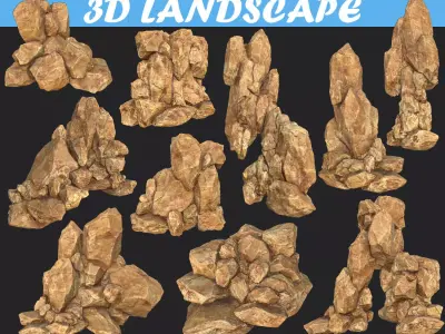 Low poly formation yellow-texture Low-poly 3D model