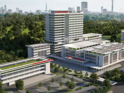 hospital building with 3D model